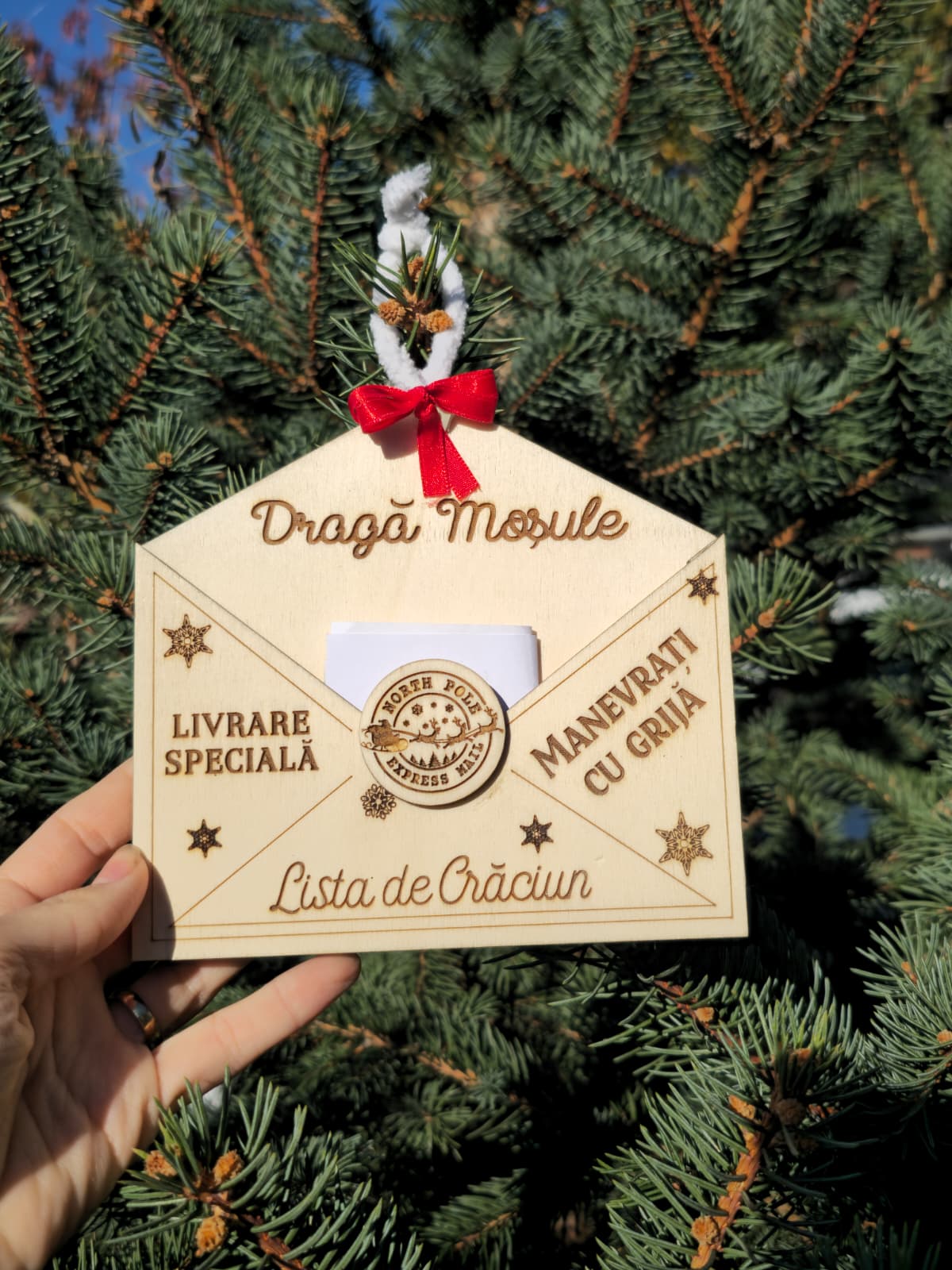 Plic din lemn pentru scrisoarea Moșului