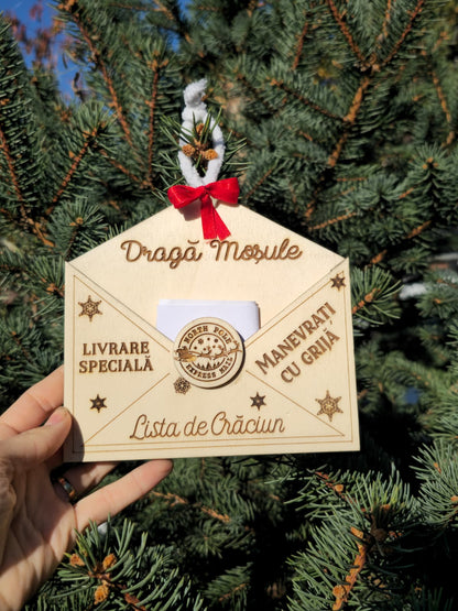 Plic din lemn pentru scrisoarea Moșului