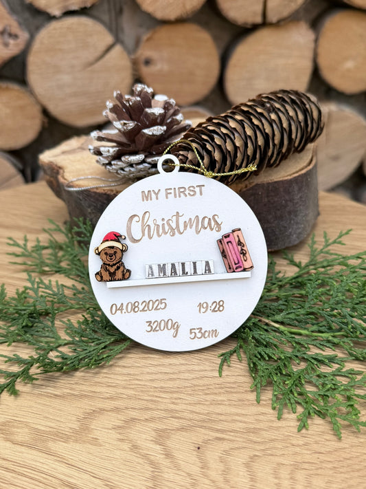 Glob "My First Christmas" cu detaliile de la naștere