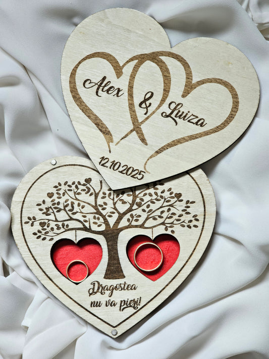 cutie pentru verighete din lemn