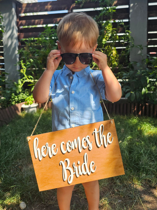 decoratiune nunta pentru copil here comes the bride