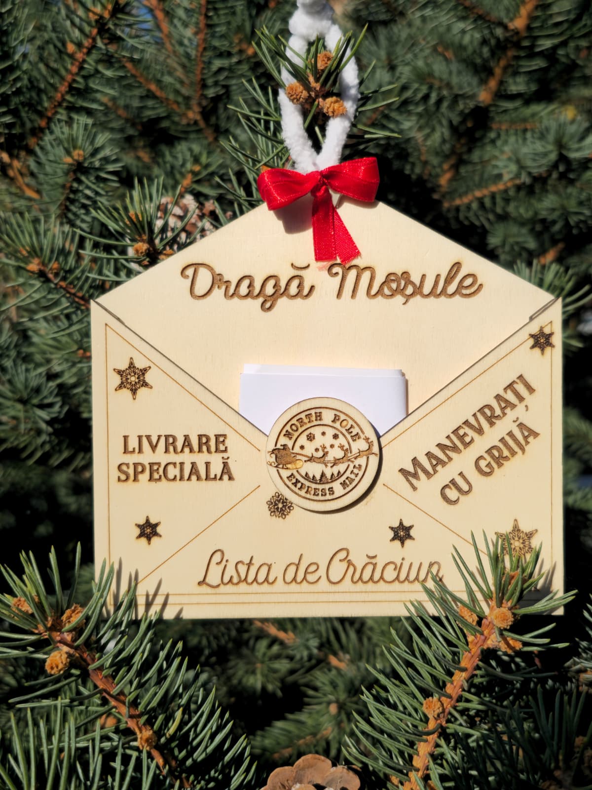 Plic din lemn pentru scrisoarea Moșului